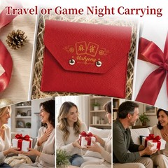 Leather Mahjong Card Sleeve Holder, 7×5.5 Inch Magnetic Closure Protective Ca…