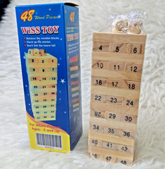 48 Pieces Tumbling Tower Wood Block Amilton Bradley Game, For Ages 8 To Adult
