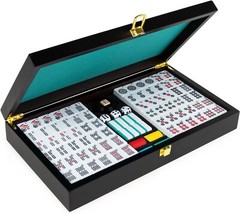 Deluxe Mah Jong Set w/ 23 by 30mm Tiles – NEW in Damaged Box (Undamaged Case)
