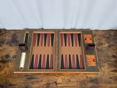 1999 NOBLE GAMES Limited Edition DAVID RIPLEY 66/250 Leather & Wood Backgammon!