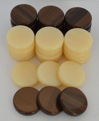 30 Acrylic Backgammon Checkers – Chips Brown & Ivory 1.4 inches – High Quality