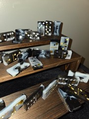 Domino’s handmade resin art 28 pc, gold, silver stars, black and white