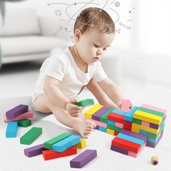 48pcs Wooden Stacking Blocks Game Colorful Balancing Toy Set