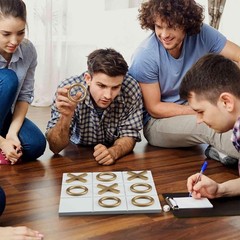 11.8×11.8 Inch Tic Tac Toe Wood Game Board Coffee Table Decor Modern Wooden f…