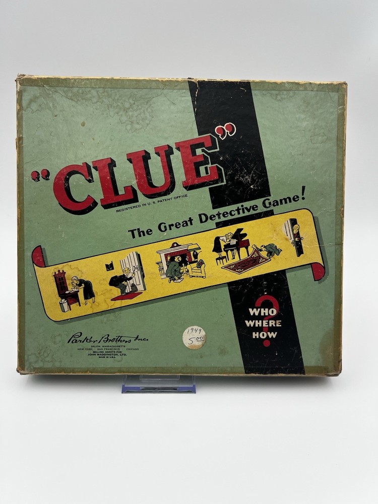 Vintage 1949 Parker Brothers CLUE Detective Game Metal Pieces Incomplete