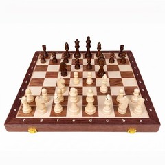 15″ Folding Walnut Chess Set Board W/ Storage Portable Travel Game 2 Queens