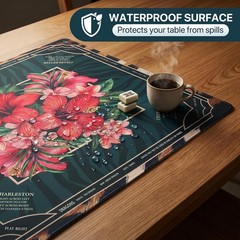 Mahjong Mat 4mm Extra Thick 33.5 Inch Non-Slip Rubber Rolled Printed Rules & Bag