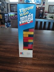 Vintage 1995 Throw ‘N Go Jenga 1986 Colorful Wood Tower Building Game + Manual