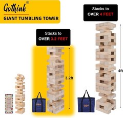 Wooden Giant Tumble Tower Game – 60 Blocks for Thrilling Fun & Skill Development
