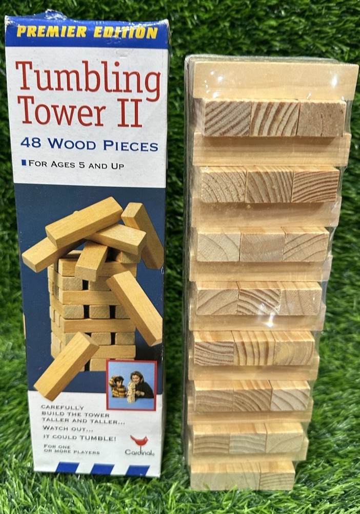 Tumbling Tower II Game 48 Wood pieces 1997 Sealed Wood Complete Box Open