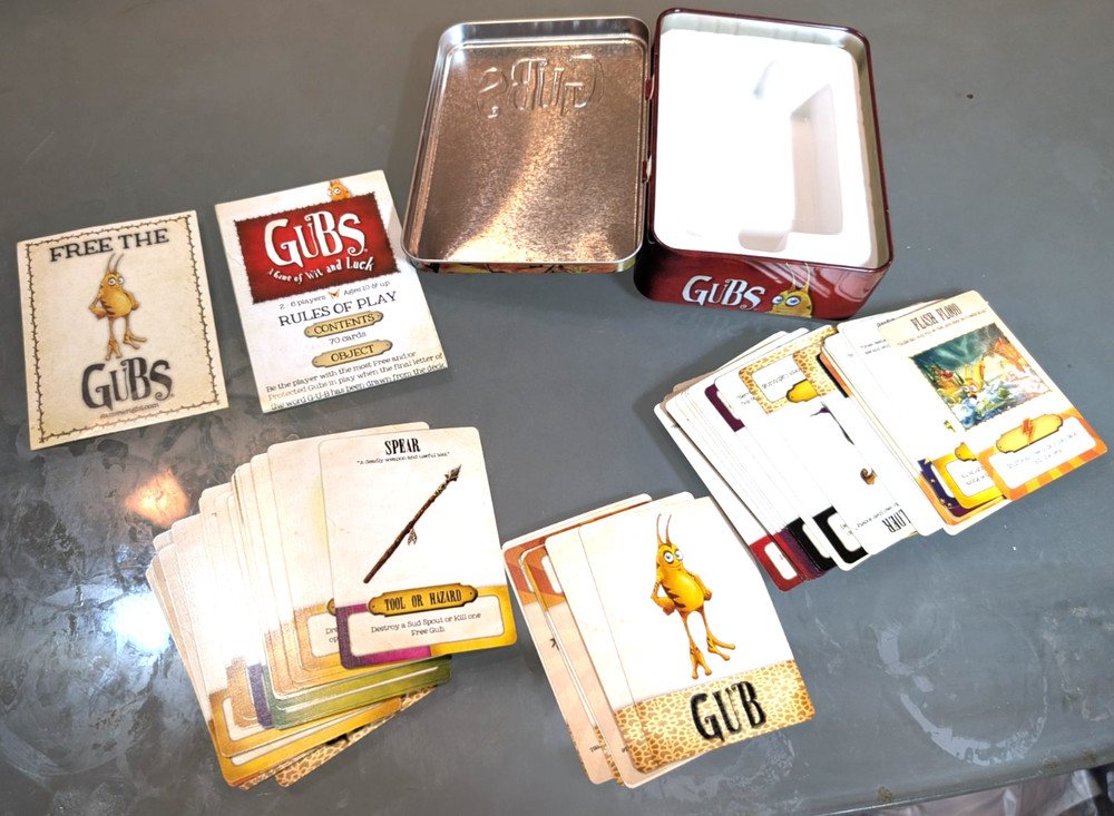 USED Gubs Card Game Wit and Luck Tin Gamewright Complete 2011 – 100% COMPLETE