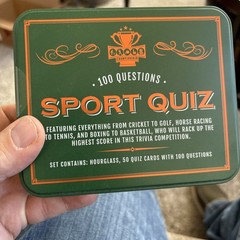 SPORT QUIZ 100 QUESTIONS SET IN TIN CONTAINS 50 CARDS 100 TRIVIA QUESTIONS