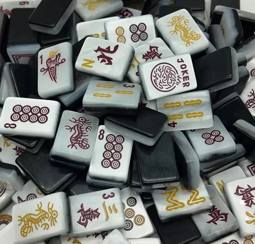 Black pearl light American Mahjong Set, 160 Paris Mah Jong Tiles + storage bag