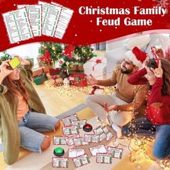 Vinsot 50 Pcs Christmas Friendly Feud Game with Answer Buzzer Christmas Feud