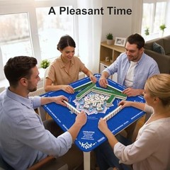 Mahjong Mat for Table 31.5″X31.5″ Rubber American Mahjong Mat with Rules, Non Sl