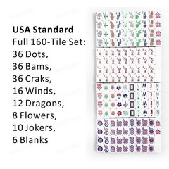 NEW! Vibrant Layered Mahjong Tiles – Full American Set 160Tiles – Gray-blue