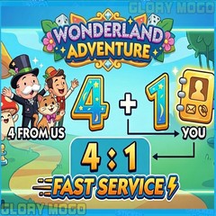 Monopoly_Go! WONDERLAND ADVENTURE – 4 Slots [ FAST DELIVERY ]