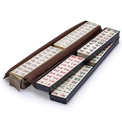 Yellow Mountain Imports American Mahjong Set Mojave Ivory Brown Case Racks