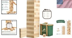 Portable 54 PCS Tumble Blocks Game – Classic Wooden Stacking Fun for All Ages
