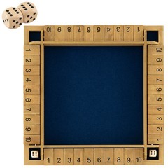 Shut The Box Game for 2-4 Players, 24 Inch Extra-Large Wooden Board w/10 Numbers
