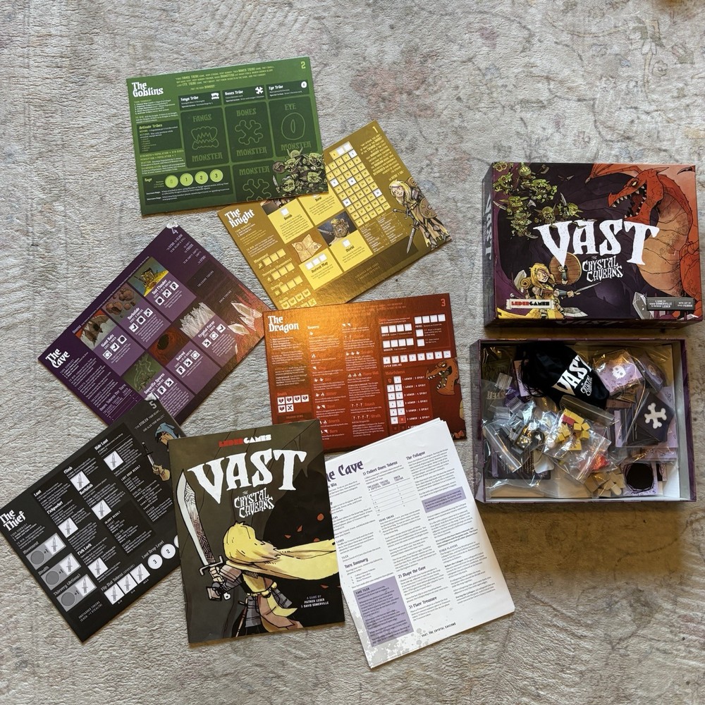 Vast: The Crystal Caverns Game 2nd Edition Leder Games COMPLETE in Box