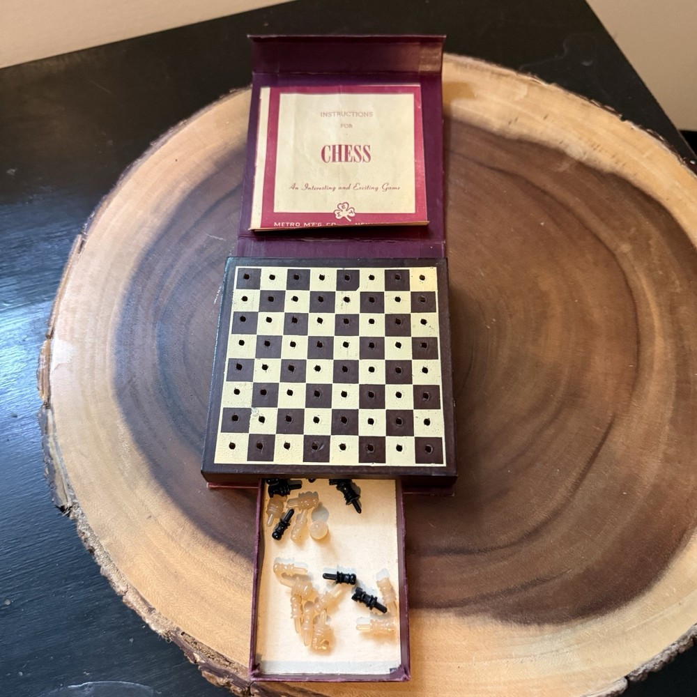 Vintage WWII Travel Chess Set METRO Volume 250 Portable Miniature Board Game