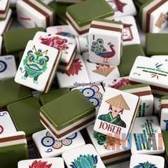 NEW! Vibrant Layered Mahjong Tiles – Full American Set 160Tiles – dark green/