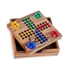 Wooden Ludo Pachisi Strategy Fun Traditional Travel Board Game 14x14cm 6х6″