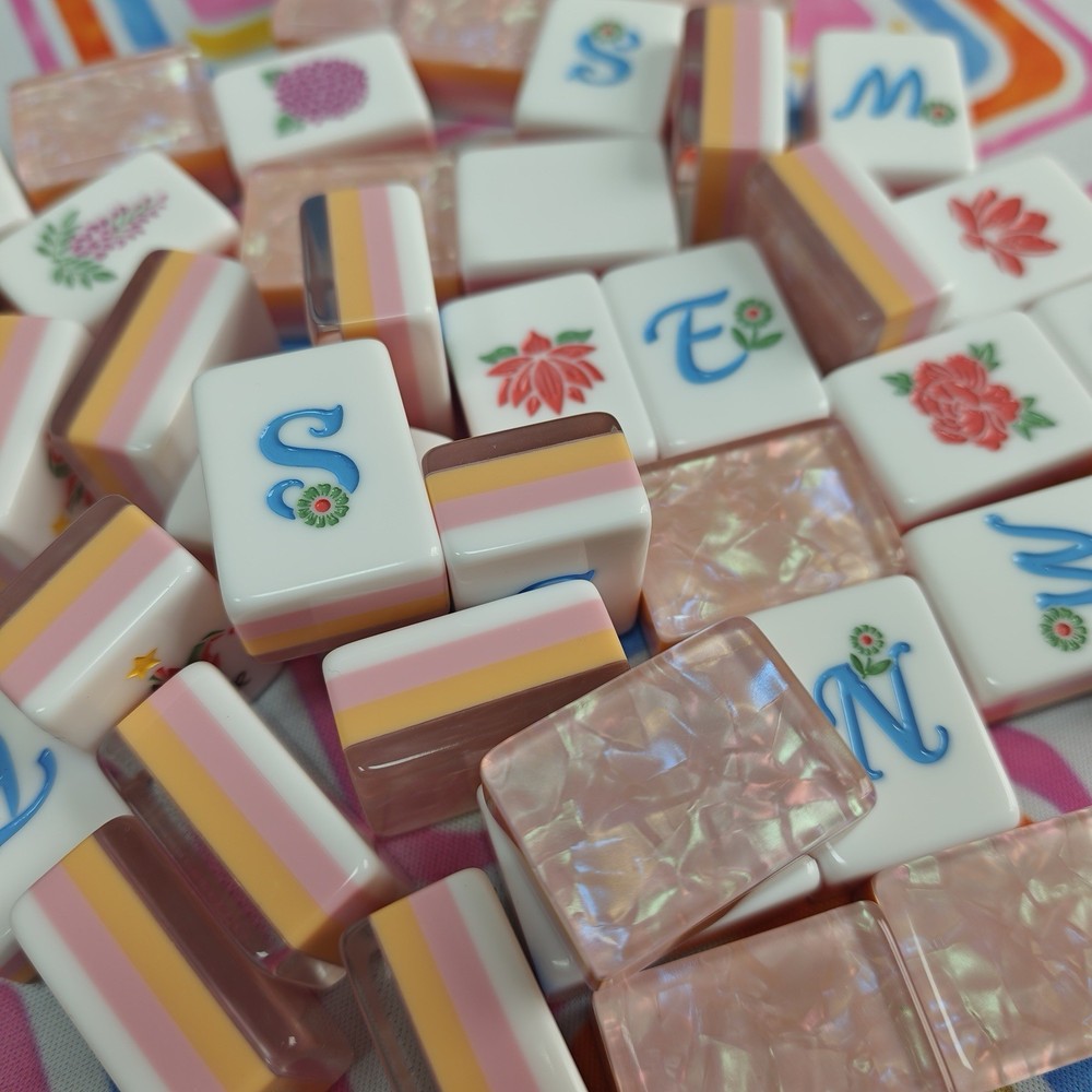 Pink Pearls Floral Mahjong Set Of Tiles American Mahjong Beautiful Oh My Line