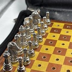 Travel Size Chess Game Portable Portfolio Case Wooden Board Fundex