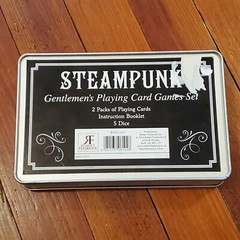 Steampunk Gentlemen’s Playing Cards Games 2 Packs, Instructions & 5 Dice in Tin