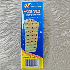 48 Pieces Tumbling Tower Wood Block Amilton Bradley Game, For Ages 8 To Adult