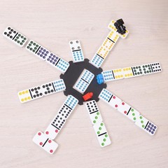Mexican Train Dominoes Set – 91 Colorful Tiles with Storage Tin for 2-8 Players