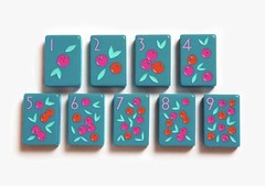 Botanical Line: Deep Teal Mahjong Tiles