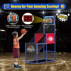 Kids Arcade Basketball Hoop with 4 Balls , Indoor Outdoor Single Shot Basketb…