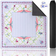 American Mahjong Mat(33″x33″) with Black Carrying Bag&Dice,Anti-Slip, Noise-R…