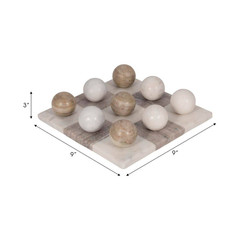 Ivory 9 In. X 3 In. Stone Tic Tac Toe Decorative Game Set