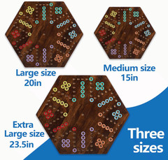 20″ Wood Wahoo Marble Board Game, 4-6 Players, 2-Sided, Rustic Brown