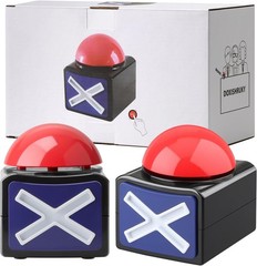 2 Pack Game Buzzers with Lights & Sound – Quiz Buzzer Buttons for Family Feud