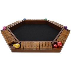 Pacific Shore Games 6 Player Shut The Box Dice Game,Walnut Stained Wood, Large