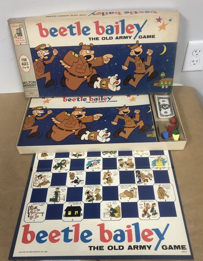 Vintage 1963 Beetle Bailey The Old Army Game No. 4424 BOARD GAME MILITARY KING F