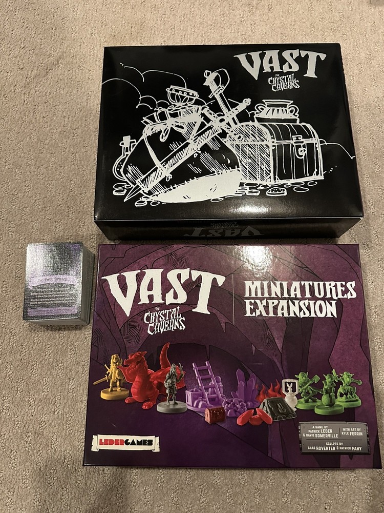 Vast The Crystal Caverns Board Game with Miniatures Expansion Used Complete