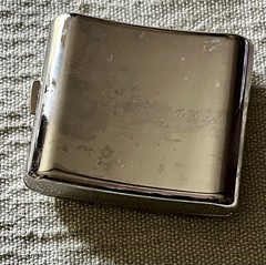 Vtg Portable Dominoes Set Metal Pieces Compact Case Touchstone Merchandise Group