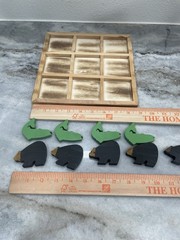 Wooden Tic Tac Toe Bear Fish Family Game Rustic Cabin Lodge Decor