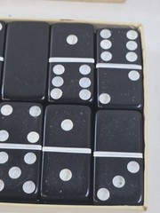 Vintage Marblelike Super Thick Dominoes Game Set Made in USA Traditional Tile
