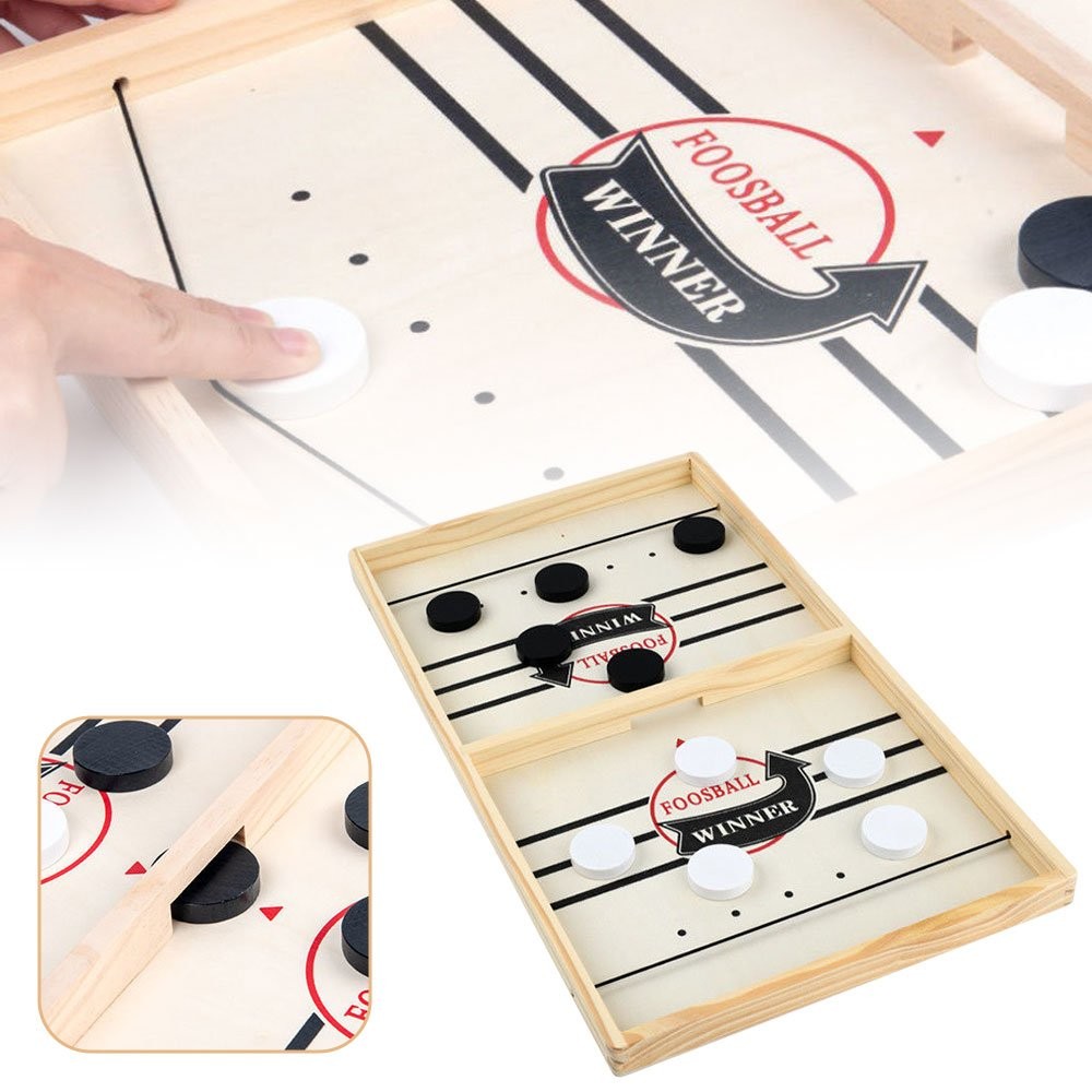 Fast Sling Puck Game Wooden Board Table Hockey Games Montessori Toy JQ