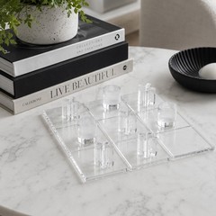 Luxury Acrylic Tic Tac Toe Game Clear Board Gold Pieces Coffee Table Decor