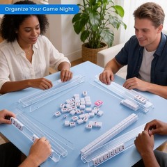 Set of 4 Acrylic Mahjong Racks with Magnetic Pushers & Non-Slip Pads – 17.5