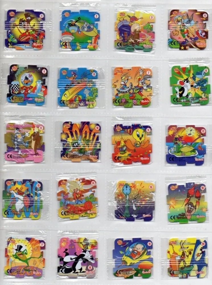 Walkers Looney Tunes Qubix Tazos – Complete set of 36 Tazos – year 2000 Sealed