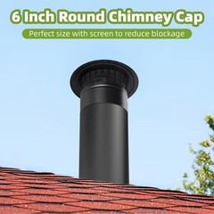 6 Inch Round Chimney Cap,Cone 6 inch Cap-Square Screen, Silver/Black